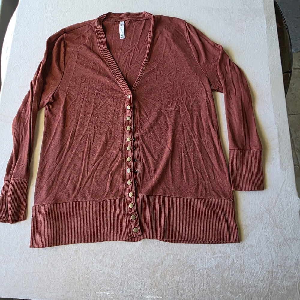 Rust Button-Up Cardigan Zenana Outfitters Size 2X Womens